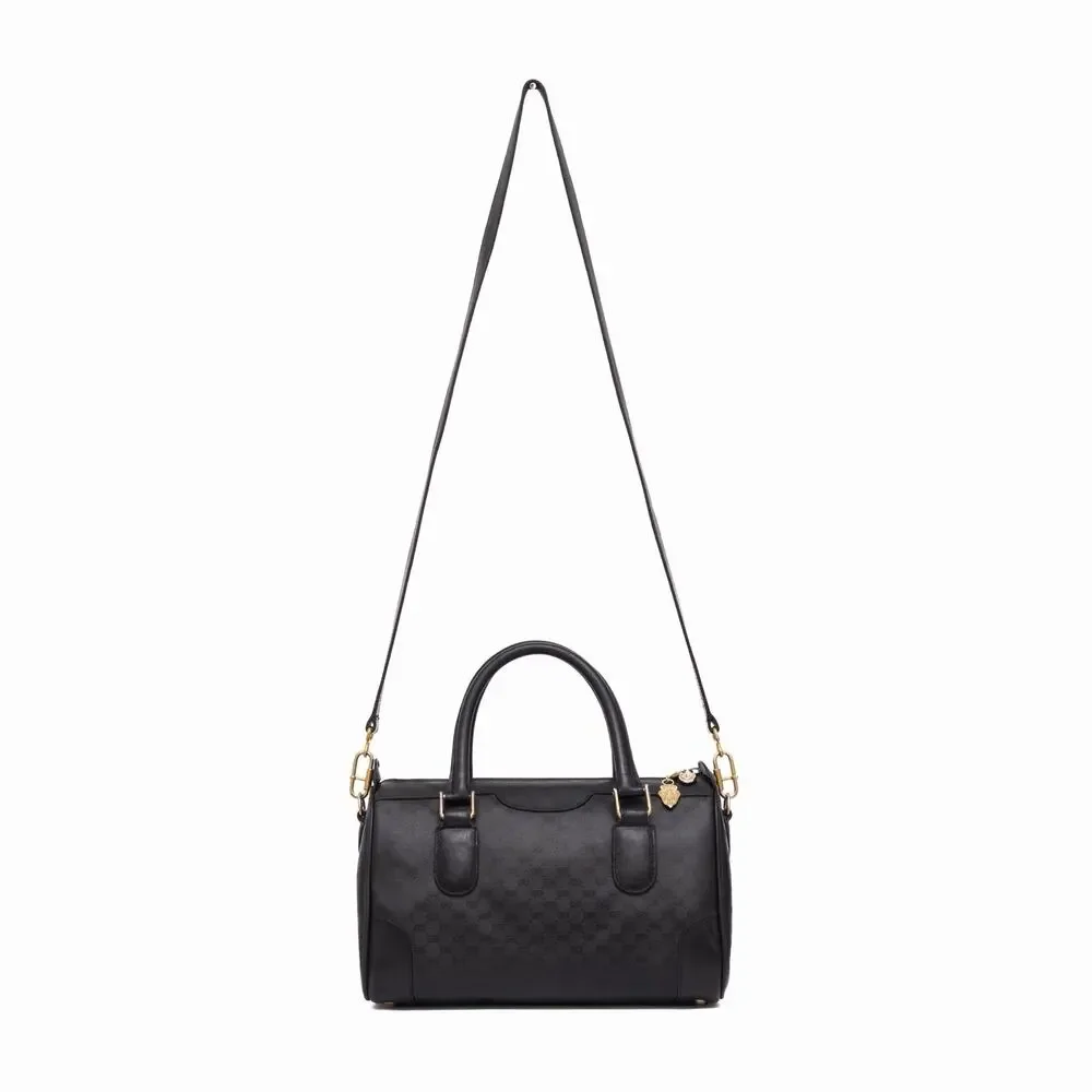 Gucci Micro GG Monogram Black Boston Top Handle Crossbody 2 Way Bag Vintage